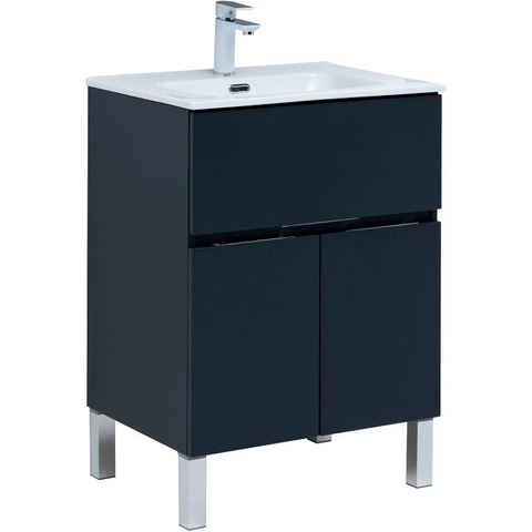 Aquanet 277547 Тумба Алвита new 60 напольная 1 ящ., 2 дв. цв.антрацит (277547)