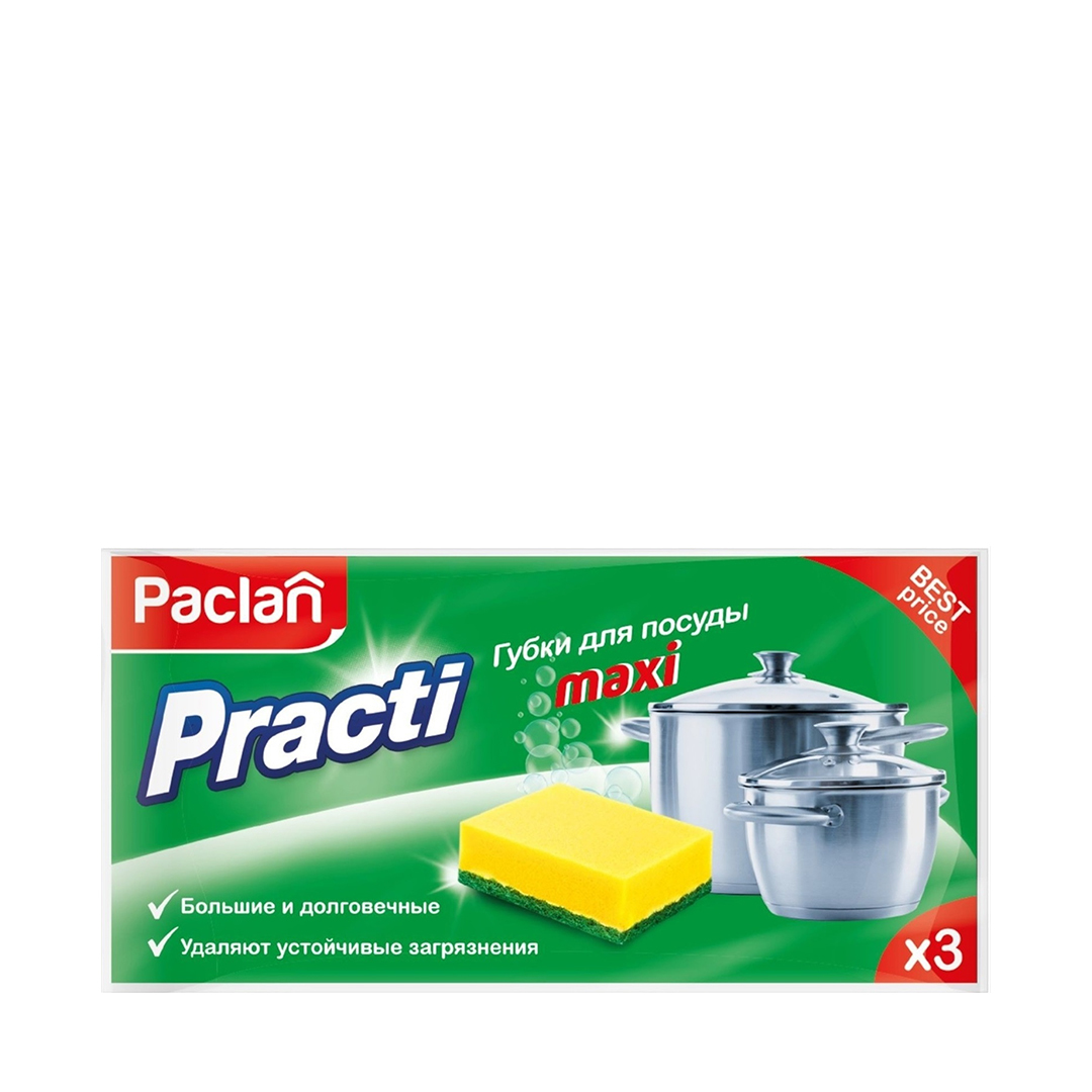 Paclan Practi Maxi Губки для мытья посуды 3 шт