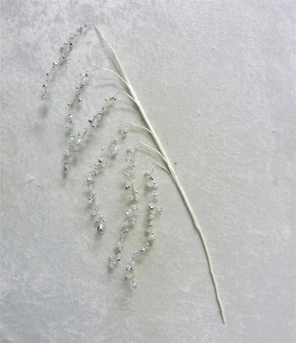 Веточка с бисером 71см ChristmasDeLuxe premium collection бело-серебряная