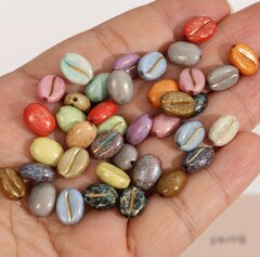 Подвеска Кофе зерно, розовый, акрил, 10*8 мм, Ф072
