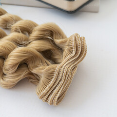 Волосы для кукол, трессы кудри-локоны-спиральки, цвет РУСЫЙ-Пшеничный, длина 15 см*1 метр., набор 2 шт