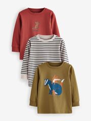 Лонгслив для мальчика Next 642-793, 3 шт., Белый, Кирпичный, Горчичный