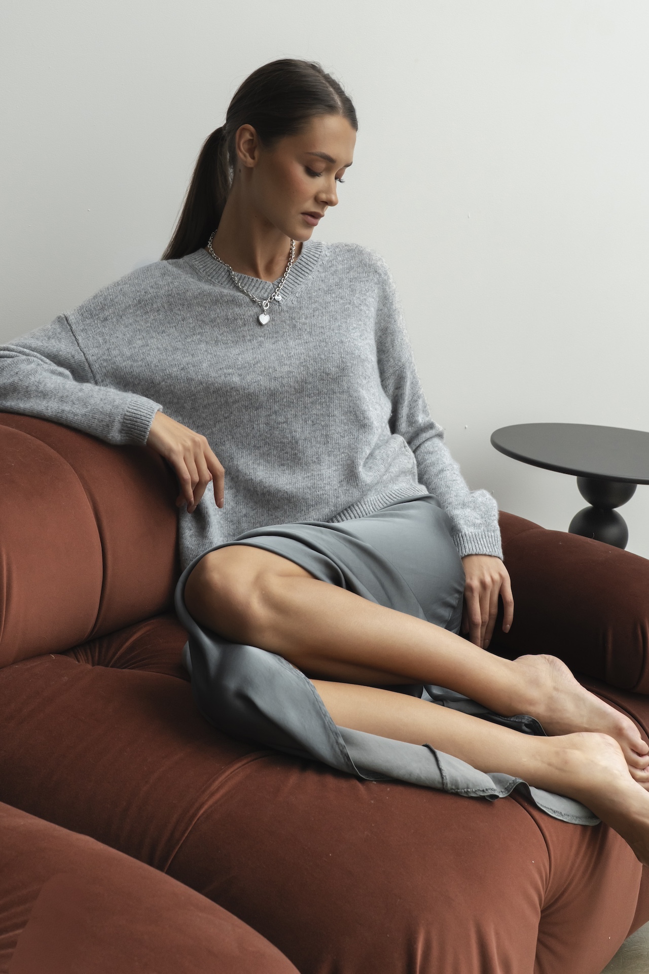 Пуловер гладкой вязки с кашемиром и шерстью