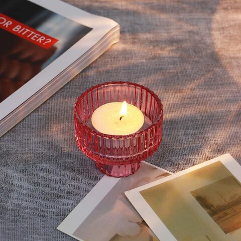 Подсвечник Ljusstake, розовый, стекло