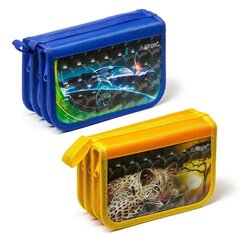 Пенал 3 отделения Alingar, лам. картон, молния, 3D, 120 х 190 мм, ассорти