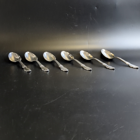 Набор из 6 чайных ложек Роза - мельхиор - МНЦ - Кольугино - СССР