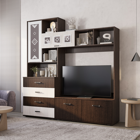 гостиная БЕЛЛА ЦС 2,0 м (венге/ясень белый)