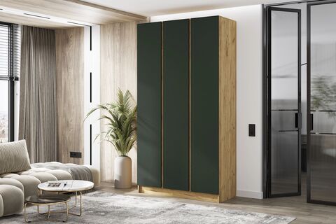 Келвин Шкаф 3-х ств. (1200) (Изумрудный, Дуб Крафт)