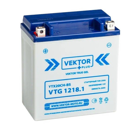 АКБ VEKTOR VTG 1218.1 ETX20CH-BS , YTX20CH-BS 1218.1 (150x87x161) 18 Ач