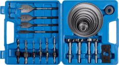 Набор Зубр Эксперт Коронки по дереву 19-127мм державка 19-30мм 28 предметов