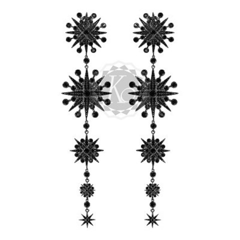 4627- Серьги FIVE STARS из серебра с черным родием в стиле Ko Jewelry