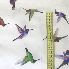 Ткань хлопок сатин с эластаном белый с калибри 2084