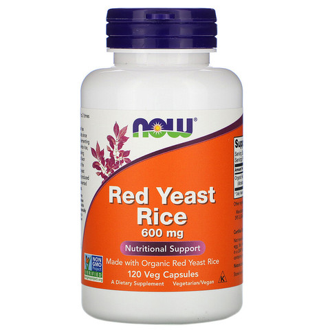 Now Foods, Красный ферментированный рис, 600 мг, 120 растительных капсул