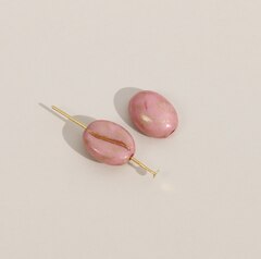 Подвеска Кофе зерно, розовый, акрил, 10*8 мм, Ф072
