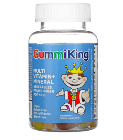 GummiKing, Мультивитаминно-минеральная добавка, с овощами, фруктами и волокнами, для детей, 60 тянучек