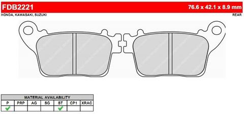 Тормозные колодки Ferodo FDB2221ST для Suzuki, Kawasaki, Honda