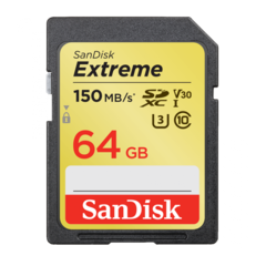Карта памяти SanDisk Extreme SDXC Class 10 UHS Class 3 V30 150MB/s 64 GB