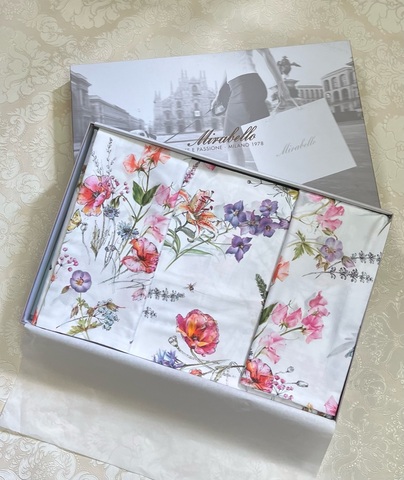 Постельное белье 2 спальное евро Mirabello Campagna In Fiore синее