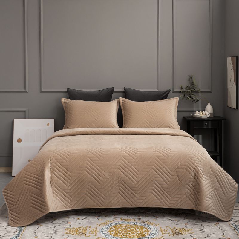 ZEPHYR HOME Покрывало 220х240 Велюр Зигзаг Бежевый