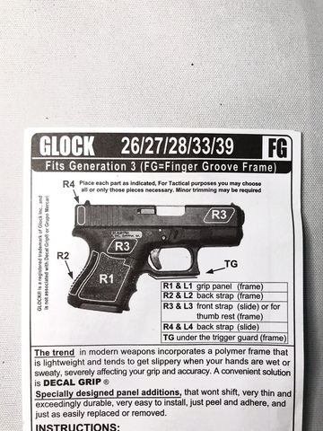 Наклейки на рукоятку Glock Decal Grips 26/27/28/33/39