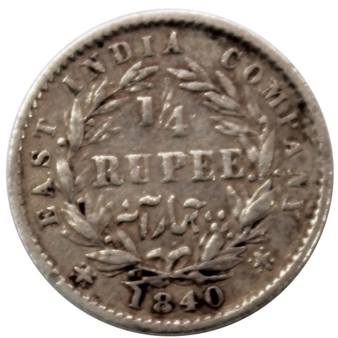 1/4 рупии. Британская Индия. 1840 г. VF-XF
