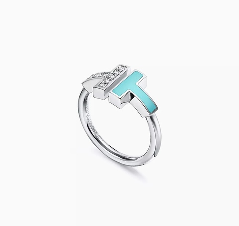 Кольцо из белого золота 18к с бриллиантами и бирюзой, Tiffany💠