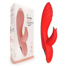 Красный вибратор-кролик 5’’ Silicone Kissing - 20,2 см. - 