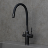 Lemark LM5083BL-Black Смеситель для кухни с гибким изливом с подключением к фильтру питьевой воды, высота излива 32 см, длина 20 см, нерж. сталь / чёрный матовый