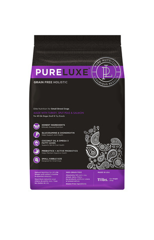 купить PureLuxe Elite Nutrition for small breed dogs with turkey, split peas & salmon сухой корм для собак мелких и карликовых пород с индейкой, горошком и лососем