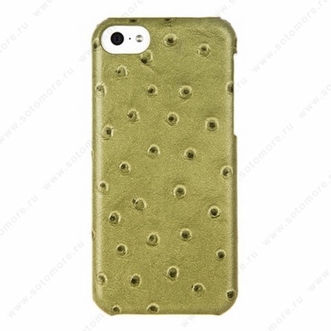 Накладка Melkco кожаная для iPhone 5C Leather Snap Cover (Ostrich Print pattern - Olive Green)