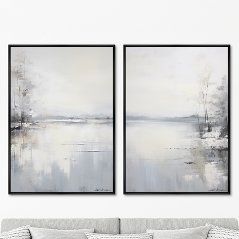 ArtNoMore - Набор из 2-х репродукций картин на холсте Landscape collection, Winter lake, 2024г.