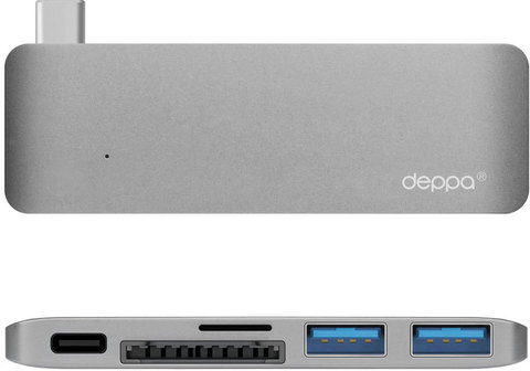 Deppa USB-C (Yype-C) Adapter 5in1 (72217) - адаптер для Macbook (Space Gray)