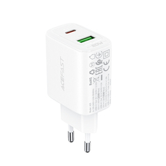 Зарядное устройство ACEFAST A25 PD20W USB-C+USB-A dual port charger (EU), белый