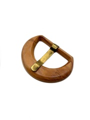 Пряжка деревянная , цвет: коричневый/бронза, 60 мм