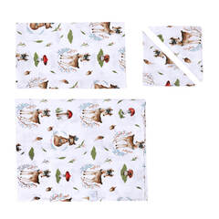 2006-139 Комплект пеленок 2х-слойный муслин 100*100, 50*70 (Лисичка и Оленёнок)