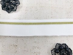 Подвязы трикотажные, ш. 3,5 см, L 120 см, белый с золотом