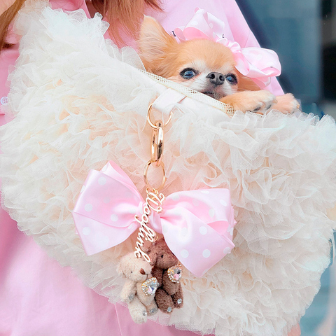 047 Кружевная сумка-переноска для собаки малых пород до 2,5-3 кг "Аделин" / "Adelin" - Wooflink