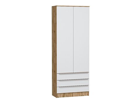 Шкаф двухстворчатый Стиль ШК-803 с ящиками Silky White Дуб Вотан