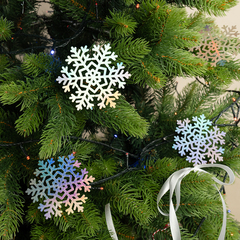 Декоративное украшение Снежинки Искринки, 9 см, Серебро, Металлик, 8 шт