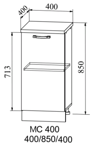 Кухня Манго шкаф нижний неглубокий 400 (глубина 400мм)