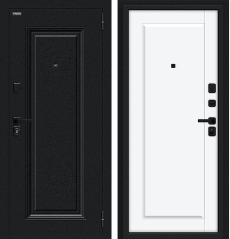 Входная дверь в квартиру Браво (Bravo) Сьют МФ/SBlack Букле черное/White Silk