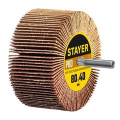 STAYER d 80 x 40 мм, P80, на шпильке d 6 мм, круг шлифовальный лепестковый (36609-080)