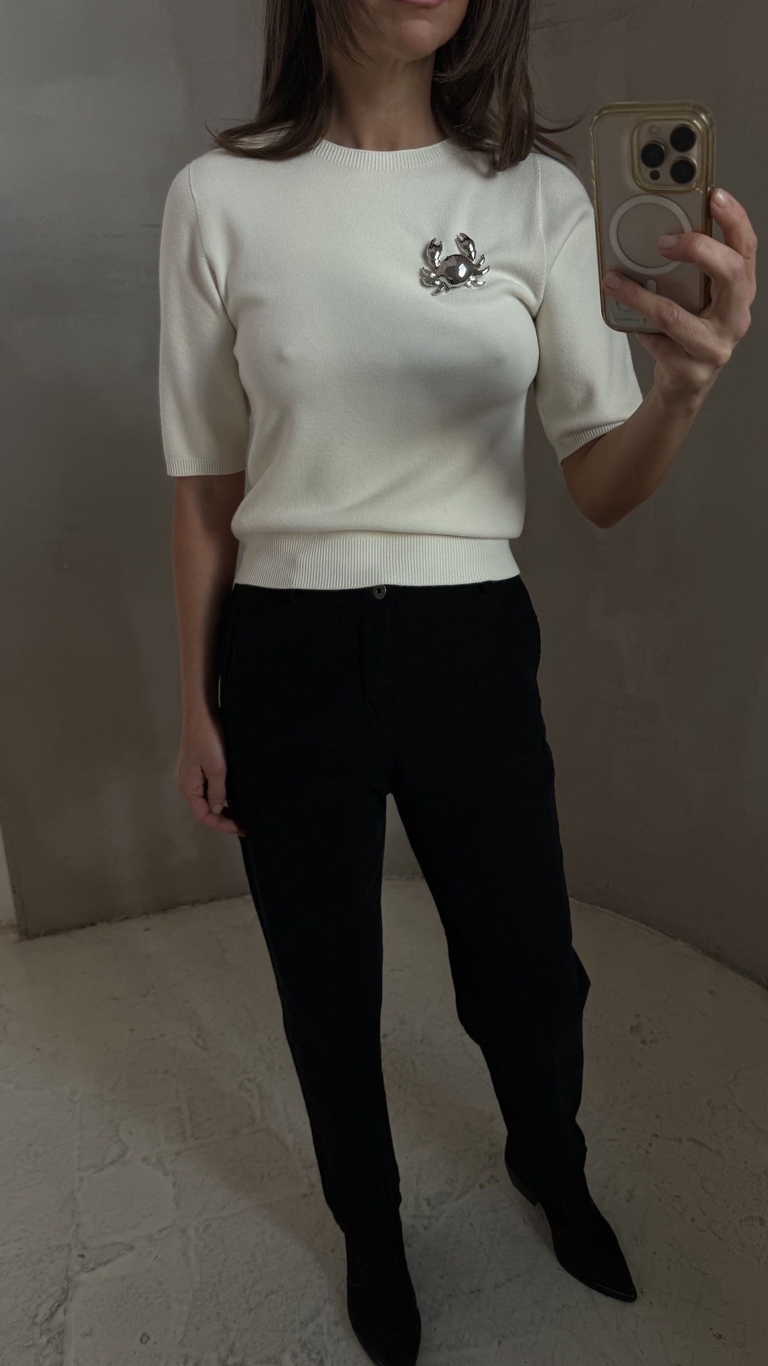 Джемпер из мягкого трикотажа с короткими рукавами