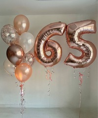 Воздушные гелиевые шарики с доставкой по Хабаровску 65 лет розовое золото №4997