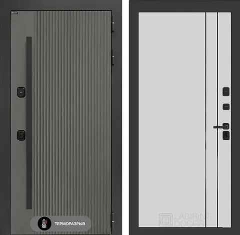 Уличная входная дверь с терморазрывом Термолаб 1 тепло 10 Белый софт рельеф, с текстурой