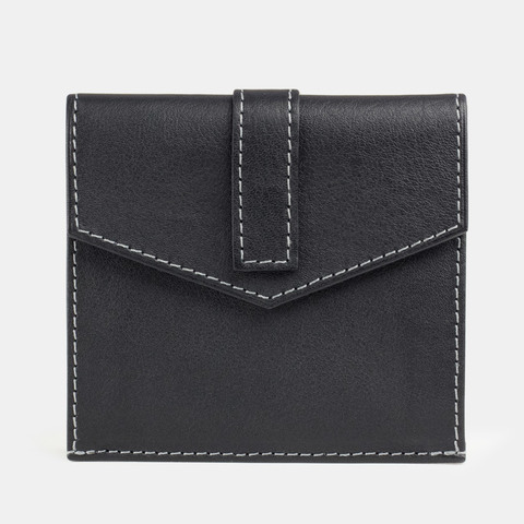 Кошелек-картхолдер Perle из кожи теленка, черного цвета