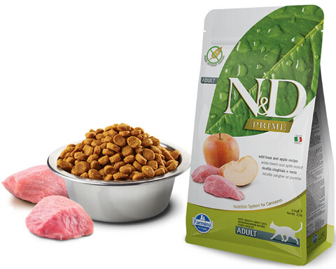 Farmina N&D Cat сухой корм для взрослых кошек (беззерновой с мясом кабана и яблоком) 1,5кг