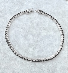 84788- Теннисный браслет из серебра с черными фианитами d2mm