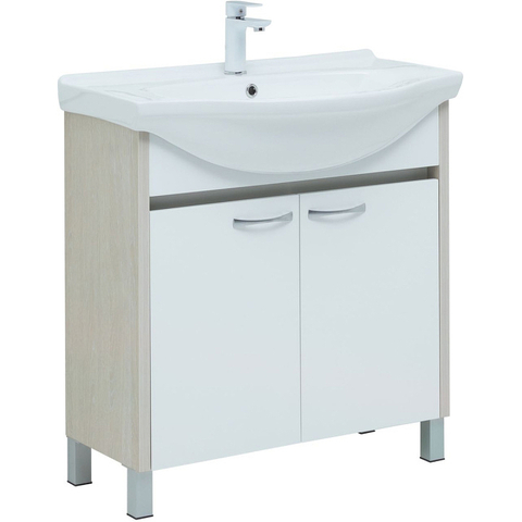Aquanet 274170 Тумба Донна 80 цв.бел.дуб/белый (Yalaier) (274170)