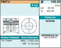 Поршень двигателя TEIKIN 44344A STD (6шт/упак)